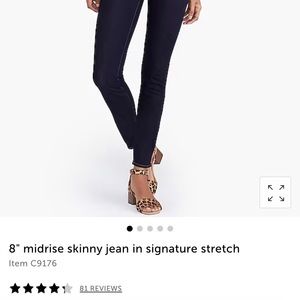 J. Crew Factory 8” midrise skinny jeans - size 27/28